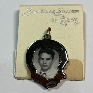 Vintage Sterling Silver Beau Head Portrait Photo Charm / Pendant NWT